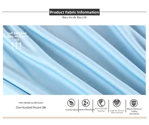 Close-up of 100% mulberry silk fabric showing premium smooth texture and light blue sheen