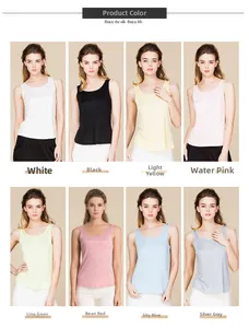 Detailed grid showing eight available colors of silk knit tank tops for women
