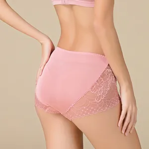 Breathable silk panties for women with seamless lace trim and smooth satin finish