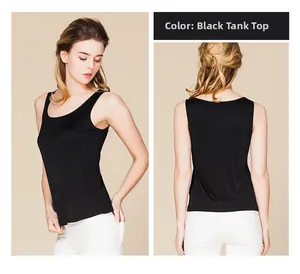 Detailed close-up showing the front and back of a slim fit black silk knit vest for women