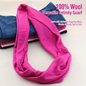 Soft fuchsia 100% pure wool snood made of premium Australian ultrafine knit fibers
