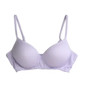 Nahtloser helllilane Seidensport-BH mit dünnen Trägern und elastischem Rippsaum für Damen