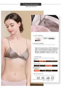 Detail view of mulberry silk wireless bra showing 3/4 cup design and breathable fabric texture
