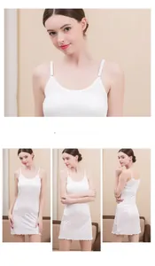 Detail of white silk slip dress featuring slim straps and ruffled hemline textures
