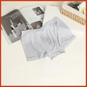 Détails du boxer en soie de mûrier gris avec poche en U et conception sans couture