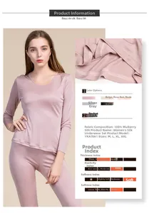 Detail view of pink 100% mulberry silk thermal underwear set with soft knit texture
