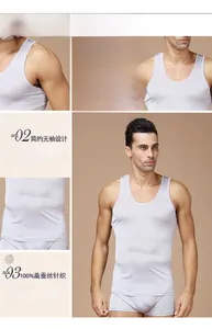 Detailed views of 100% mulberry silk knit tank top showing neckline and fabric texture