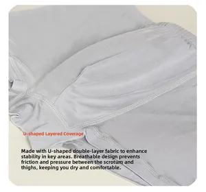 Détail de sous-vêtements en soie pour hommes avec poche en U et tissu respirant double couche