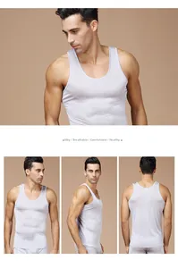 Detailed close-up showing the smooth silk texture and breathable knit of the men's undershirt