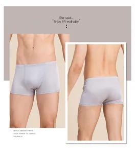 Détails avant et arrière du caleçon boxeur sans couture en soie violet clair pour hommes