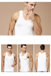 Detail of white silk knit tank top for men showing broad straps and smooth texture