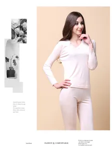 Detailed close-up of pink silk thermal underwear featuring elegant lace V-neck and trim