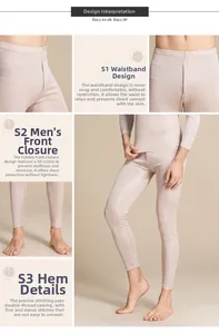 Detail view of silk knitted thermal pants featuring elastic waistband and reinforced hems