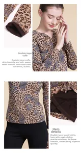 Detail of leopard paisley wool knit sweater featuring double-layered cuffs and hem