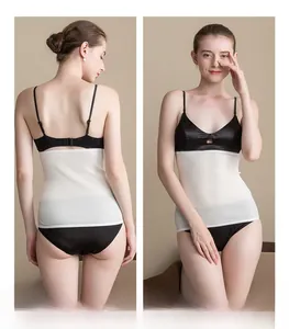 Front and back views of a seamless off-white mulberry silk knitted waist warmer