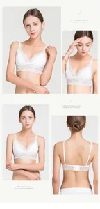 Vues détaillées d'une bralette en soie blanche avec dentelle et broderie fine