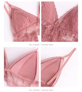 Détails du soutien-gorge en dentelle de soie avec motifs floraux et mesh doux