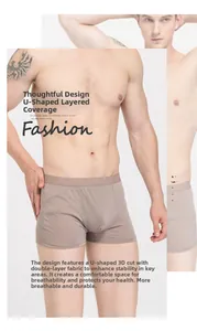 Detail showing U-shaped 3D cut and double-layer breathable silk fabric for men boxers