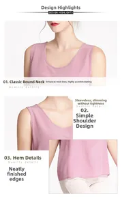 Detailed close-up of round neck and hem stitching on silk crepe de chine tank top