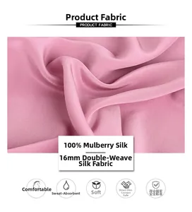 Detail of 16MM mulberry silk double crepe fabric showing smooth texture and pink luster