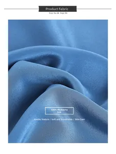 Close-up of 100% mulberry silk fabric showing premium smooth texture and deep blue gloss