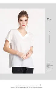 Elegant white V-neck silk top for women with minimalist loose fit and premium drape