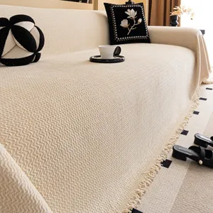 Retro Chenille Sofa Cover Full Coverage Sofa Towel With Tassel Fringe Anti-Scratch For Sectional Sofa Home Decor Blanket