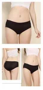 Close-up of black silk seamless panties featuring delicate lace waist details