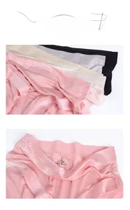Detail view of 100% mulberry silk underwear with seamless lace edges and satin texture