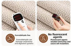 Detail showing non-toxic fabric test with zero formaldehyde and no fluorescent agents
