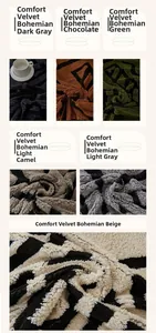 Detailed plush texture of bohemian sherpa fleece sofa cover in five soft color options