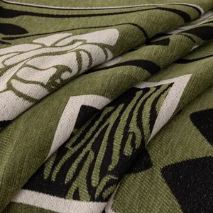 Housse de canapé en chenille avec motif jacquard abstrait vert et noir épais