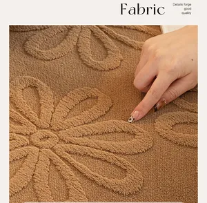 Detailed macro view of the thick sunflower velvet fabric showing texture and soft rebound