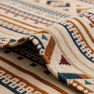 Bohemian chenille sofa cover with anti-slip texture and colorful geometric patterns