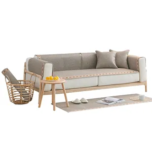 Coussin de canapé d'été minimaliste en rotin avec élégante bordure en dentelle