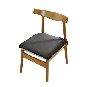 Coussin de chaise en peluche gris foncé avec attaches pour chaises de salle à manger modernes