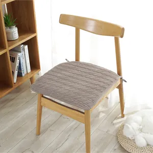 Cojín de silla gris de algodón acolchado con lazos antideslizantes para hogar y oficina