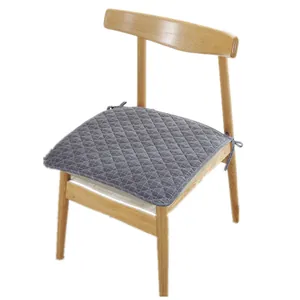Cojín de silla de algodón acolchado gris con lazos para sillas de oficina y comedor
