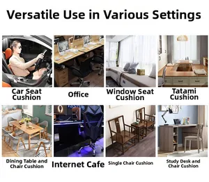 Detailed grid of grey plush cushions for car seats, bay windows, and office chairs