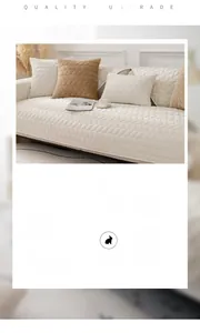 Detail of soft crystal velvet sofa cover and matching pillow with thermal retention