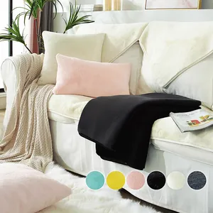 Thickened Faux Rabbit Fur Sofa Cushion Anti Slip Plush Sofa Cover Warm Solid Color Sectional Couch Slipcover For Winter