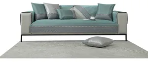 Detailed close-up of ice silk cooling sofa cover showing anti-slip texture and stitching