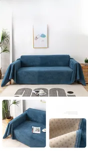 Waterproof deep blue sofa cover with non-slip texture and durable composite fabric