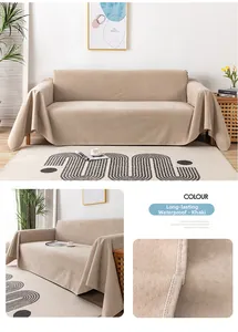 Detail view of khaki waterproof fabric texture and tight weave on modern sofa cover