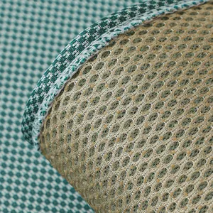 Washable ice silk sofa mat with green houndstooth pattern and anti-slip backing