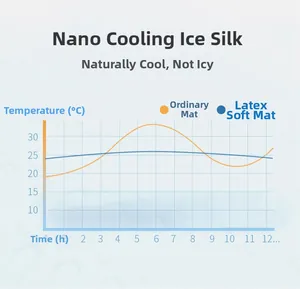 Ice silk sofa mat temperature chart showing nano cooling performance vs ordinary mats