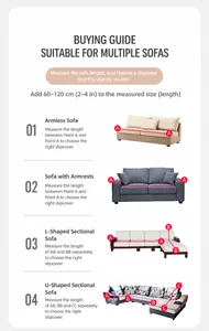 Detail measurement guide for Nordic sofa covers showing armrest and L-shaped sofa layouts