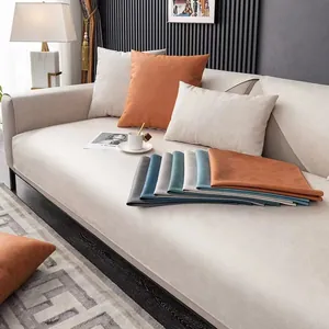 Detailed view of multi-color non-slip sofa covers with textured waterproof fabric