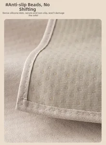 Macro view of anti-slip silicone particles on the waterproof beige sofa cover backing