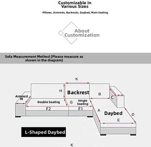 Detailed measurement guide for rabbit plush sofa cover including armrest and seat sizing